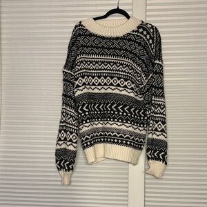 Pink Lily Black and Cream Patterned Sweater
